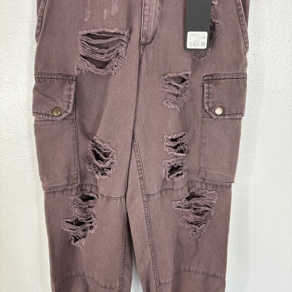 CARMAR Los Angeles Women's Waist 24..5" (4) Destroyed Cargo Jogger‎ Burgundy NWT - Picture 4 of 15